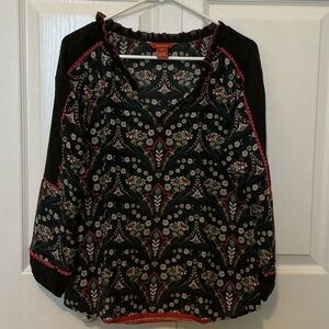 Sundance Black and Red Floral Blouse